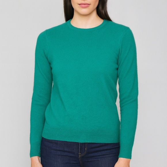 Charter Club 100% Cashmere Teal Green Crewneck Sweater Women’s XS - Picture 1 of 3